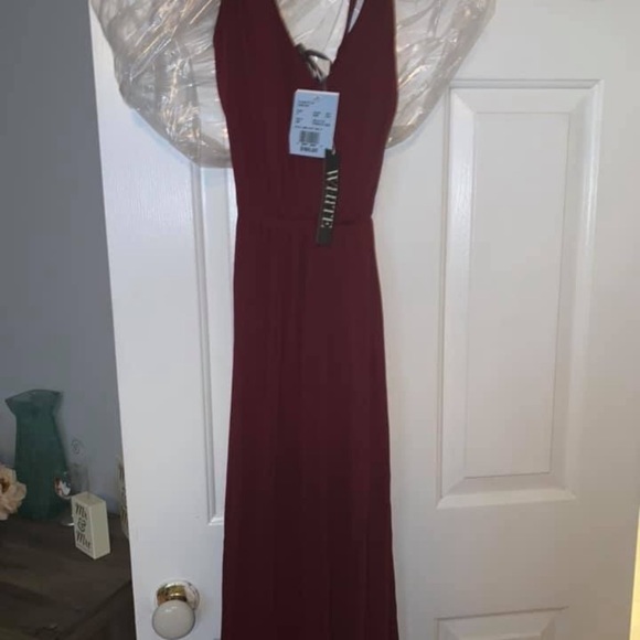 White by Vera Wang bridesmaid dress in wine color. - Picture 3 of 4